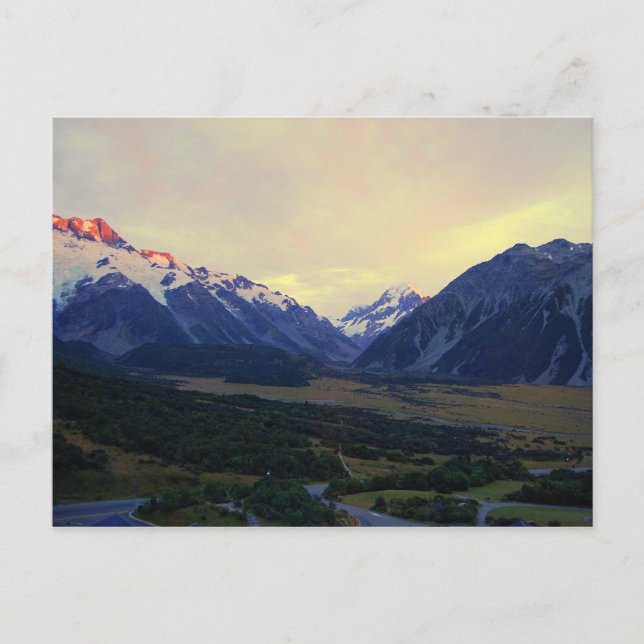 Aoraki Mount Cook bei Sunrise, NZ Postkarte (Vorderseite)
