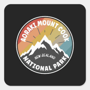 Aoraki Mount Cook National Park NZ Quadratischer Aufkleber
