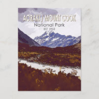 Aoraki Mount Cook Nationalpark Neuseeland Retro