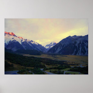 Aoraki/Mount Cook, Neuseeland, bei Sunrise Poster