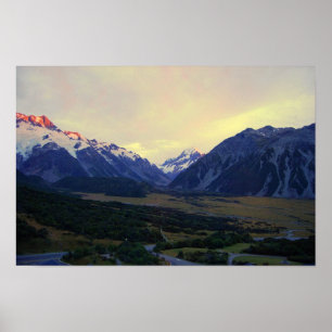 Aoraki/Mount Cook, Neuseeland, bei Sunrise Poster