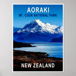 Aoraki Neuseeland Reiseplakat Poster