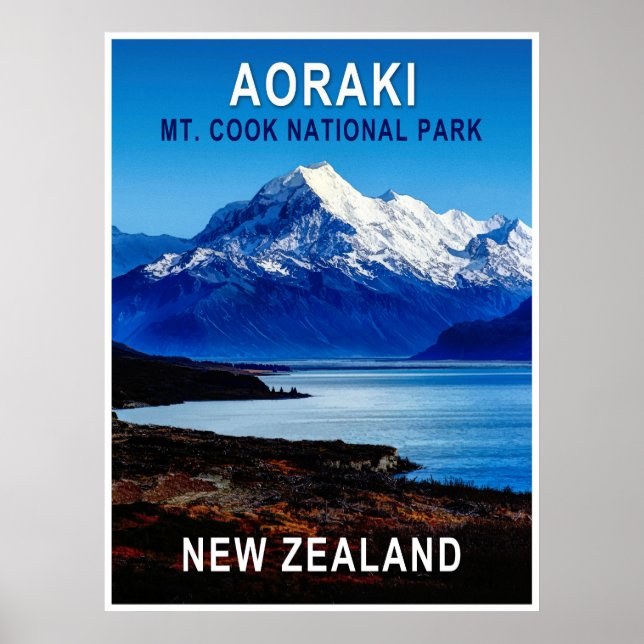 Aoraki New Zealand Travel Poster (Vorne)