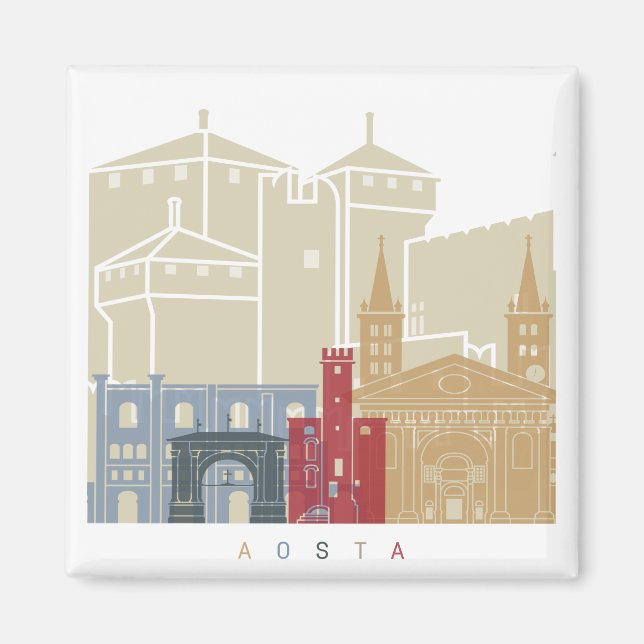 Aosta-Skyline-Plakat Magnet (Vorne)