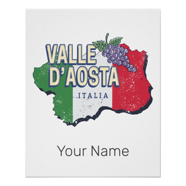 Aosta Valley Italien Region Karte Vintag Souvenir Poster (Vorderseite)