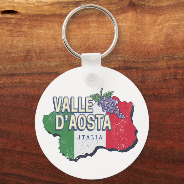 Aosta Valley Italien Region Karte Vintag Souvenir Schlüsselanhänger (Vorderseite)