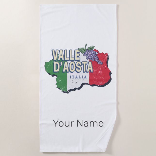 Aosta Valley Italien Region Karte Vintag Souvenir Strandtuch (Vorderseite)