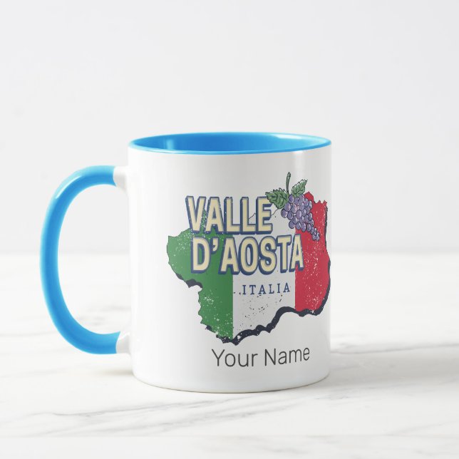 Aosta Valley Italien Region Karte Vintag Souvenir Tasse (Links)