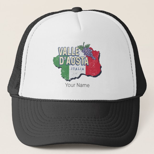 Aosta Valley Italien Region Karte Vintag Souvenir Truckerkappe (Vorderseite)
