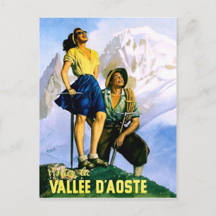 Aostatal, Bergsteigerpaar. Vintage Reise Postkarte