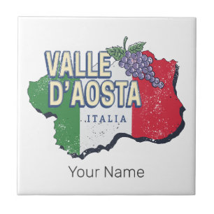 Aostatal Italien Regionskarte Vintage-Souvenir Fliese