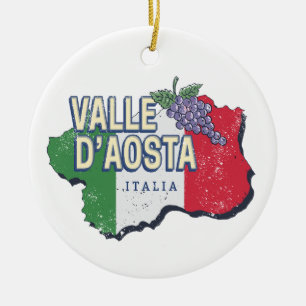 Aostatal Italien Regionskarte Vintage-Souvenir Keramik Ornament