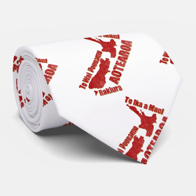 Aotearoa Maori Place Namen Krawatte (Gerollt)