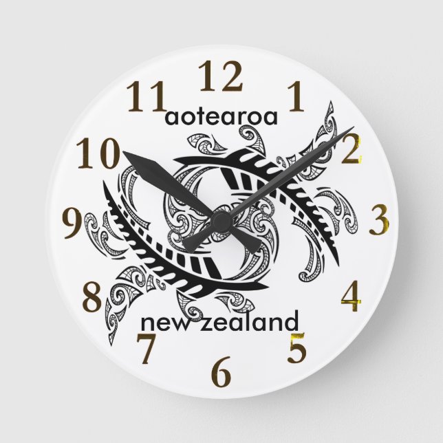aotearoa neuer Zealand Fern Runde Wanduhr (Vorderseite)