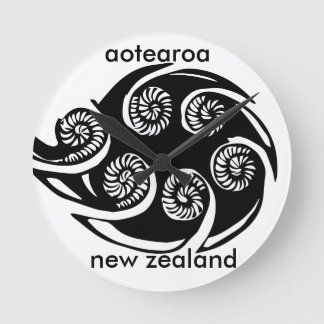 aotearoa neues Zealand Koru-Design Runde Wanduhr