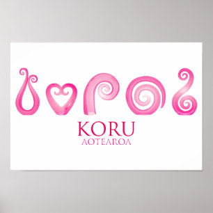 Aotearoa Neuseeland Koru - rosa Poster
