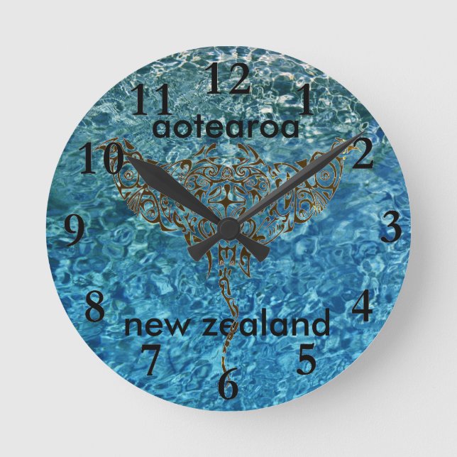 aotearoa Neuseeland-Uhr Stingray 25 Runde Wanduhr (Vorderseite)