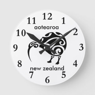 Aotearoa New Zealand Kiwi Runde Wanduhr