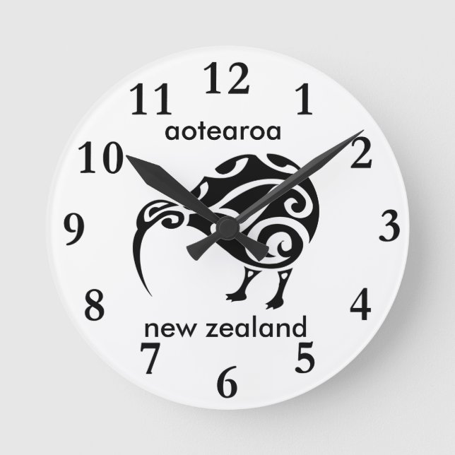 Aotearoa New Zealand Kiwi Runde Wanduhr (Vorderseite)