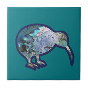AOTEAROA NEW ZEALAND PAUA MUSCHEL KIWI BIRD GREEN  FLIESE