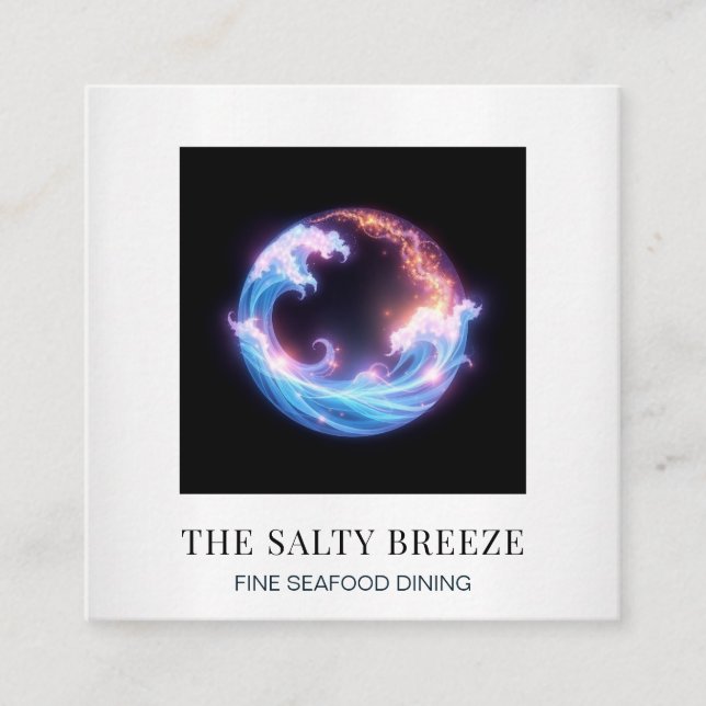 *~* AP13 Beach Wave Restaurant Country Club 98 Quadratische Visitenkarte (Vorderseite)