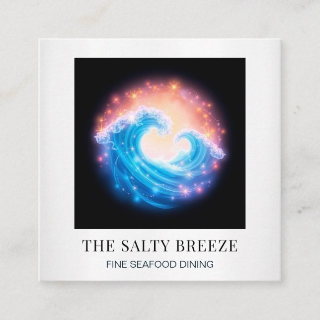 *~* AP13 Beach Wave Wellness-Center Massage Reiki  Quadratische Visitenkarte (Vorderseite)