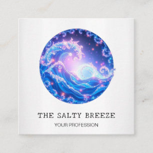 *~* AP13 Nautical Beach Dreamy Waves Sparkle 95 Quadratische Visitenkarte