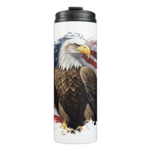 *~* AP16 America Bald Eagl EAGLE Flag Patriotic Thermosbecher