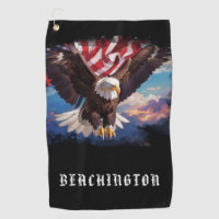 *~* AP16 - American Flag USA Bald EAGLE Golf Handt