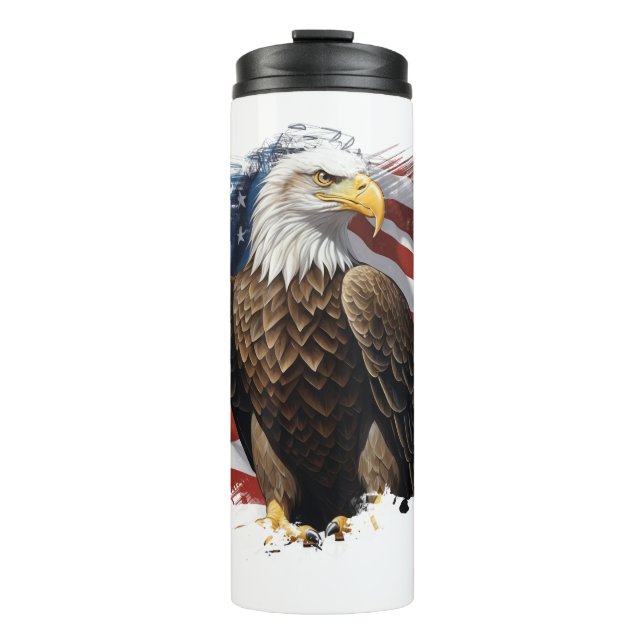 *~* AP16 Bald EAGLE Patriotic We The People Flag Thermosbecher (Vorderseite)