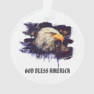 *~* AP16 Flag Patriotic EAGLE GOD BLESS AMERICA Ornament