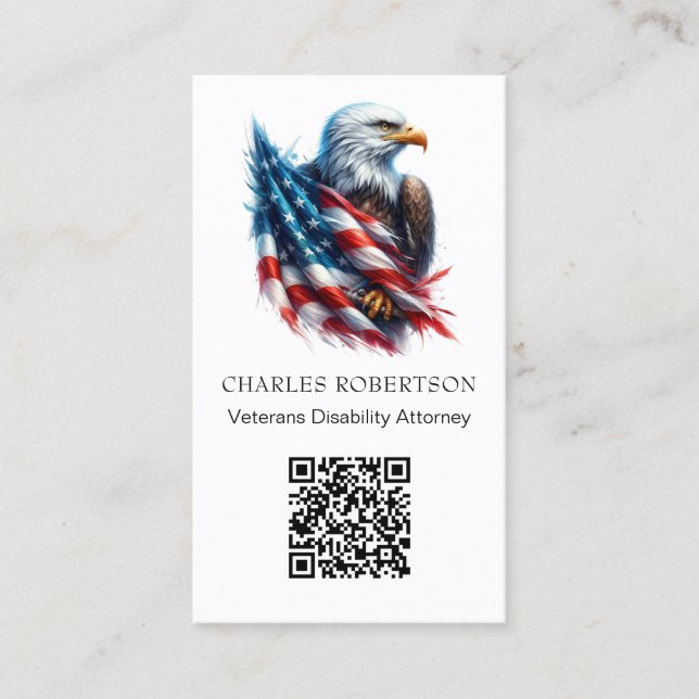 *~* AP16 - QR American Flag Bald Eagle Foto Visitenkarte (Vorderseite)