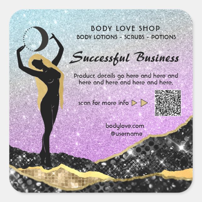 *~* AP24 Rainbow Goddess Intention Spell Ombre Quadratischer Aufkleber (Vorderseite)