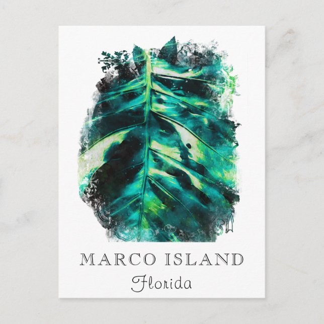 *~* AP25 Tropical Palm Leaf Travel personalisieren Postkarte (Vorderseite)