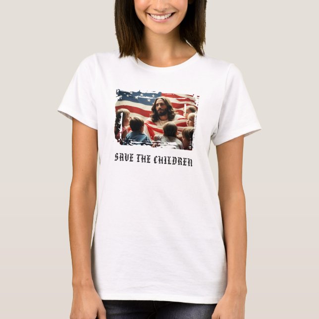 *~* AP27 Flag Patriotische Christliche Kinder Jesu T-Shirt (Vorderseite)