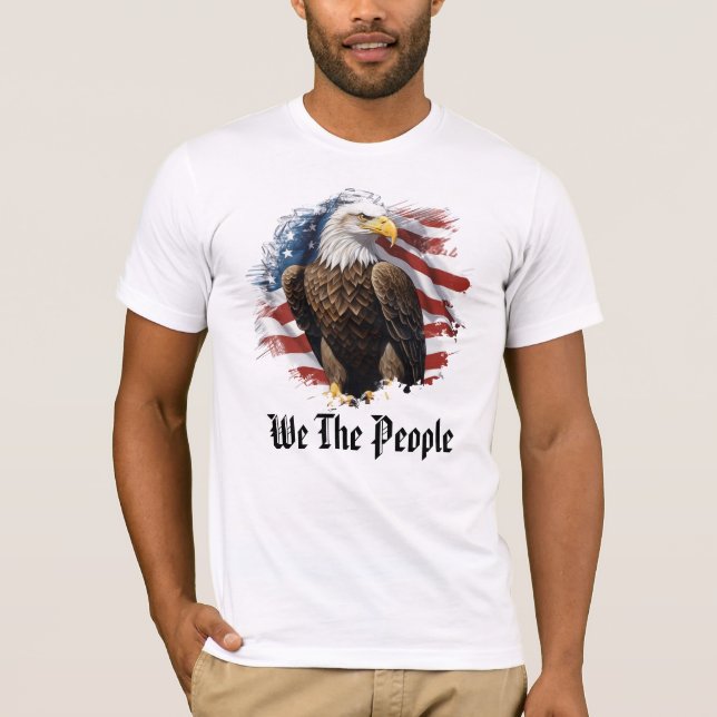 *~* AP27 Patriotische Amerikanische Flagge Bald Ad T-Shirt (Vorderseite)