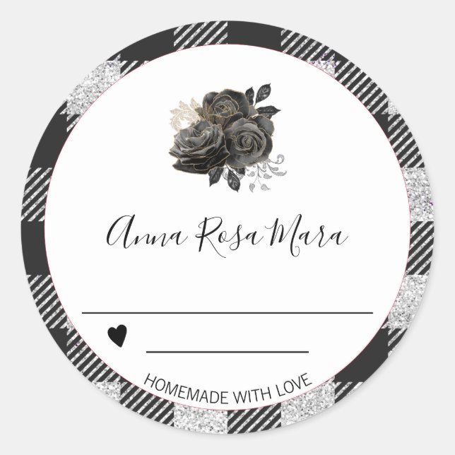 *~* AP30 Buffalo Gingham Gold Black Can Homemade Runder Aufkleber (Vorderseite)