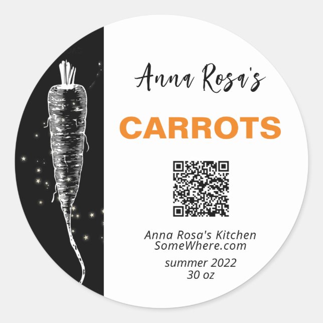 *~* AP30 CARROT - DEHYDRATED CANNING FREEZE QR CL RUNDER AUFKLEBER (Vorderseite)