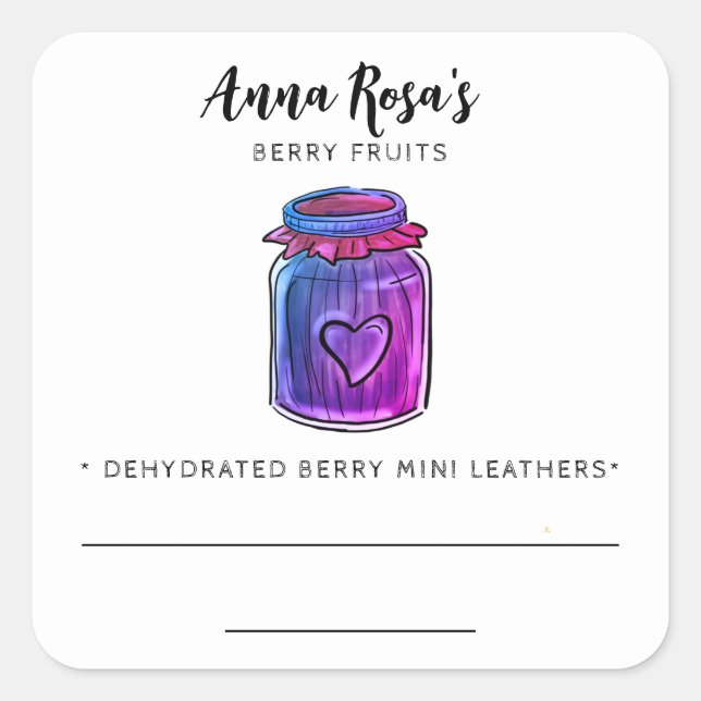 *~* AP30 Dehydrated Berry Fruit Blank Jar Label Quadratischer Aufkleber (Vorderseite)