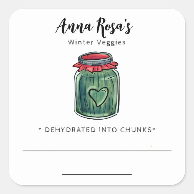 *~* AP30 Dehydrated Emerald Green Blank Jar Label Quadratischer Aufkleber (Vorderseite)