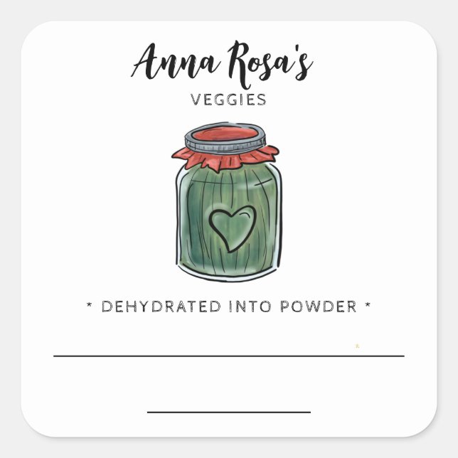 * AP30 Dehydrated Fruits Blank Jar Labels Green Quadratischer Aufkleber (Vorderseite)