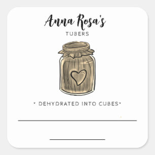 ** AP30 Dehydrated Tubers Blank Jar Labels . Gold~ Quadratischer Aufkleber