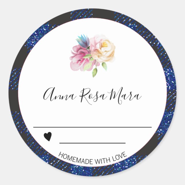 * AP30 Glitzer Buffalo Gingham Canning Homemade Runder Aufkleber (Vorderseite)