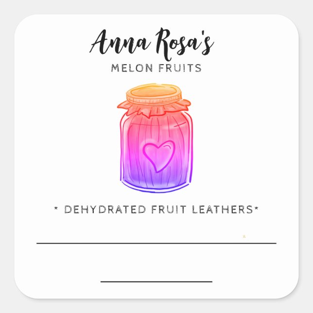 *~* AP30 trockengelegte Fruchtleathers Blank Jar L Quadratischer Aufkleber (Vorderseite)