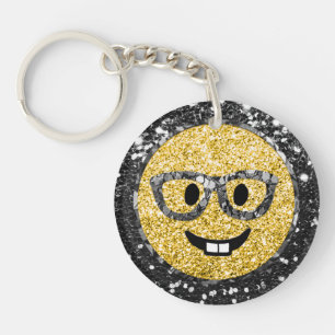 *~* AP40 Intelligente Brille Nerd Emoji Glitter Schlüsselanhänger