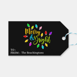 *~* AP44 FOTO Merry Bright Weihnachtsgeschenk Tag Geschenkanhänger