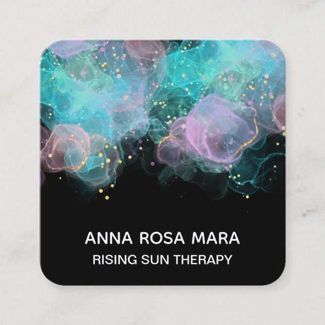 *~* AP46 Logo Pastel QR Gold Glitzer Abstrakt Tint Quadratische Visitenkarte (Vorderseite)