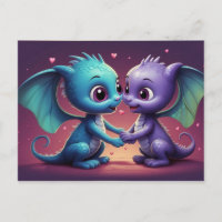 *~* AP48 FOTO Einladender Drache Dino Hörer Postka