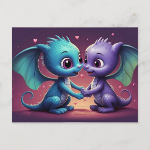 *~* AP48 FOTO Einladung Dragon Dino Hearts Postkar Postkarte