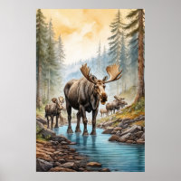*~* AP49 MOOSE Herd Stream Nature Forest